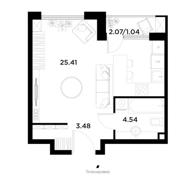 Планировка ЖК ALIA, 25.41 м2