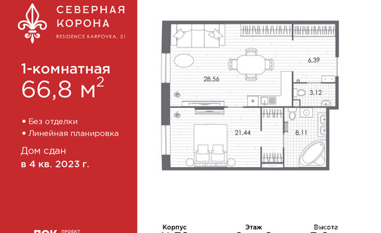 Продажа 1-комн квартиры на вторичном рынке набережная реки Карповки