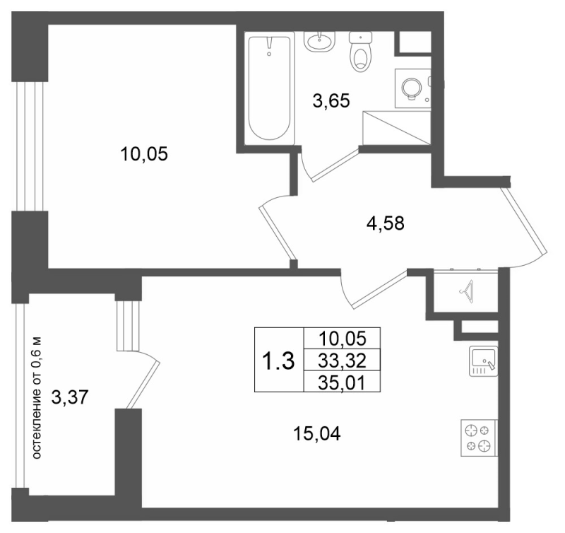Продажа 1-комн квартиры в новостройке Новосаратовка д., Покровская Дорога ул.,  к. 13