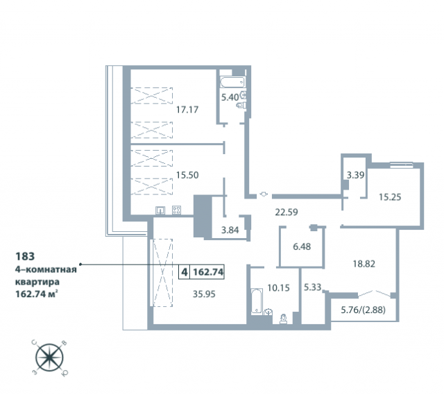 Планировка ЖК Дом на Дворянской, 87.19 м2