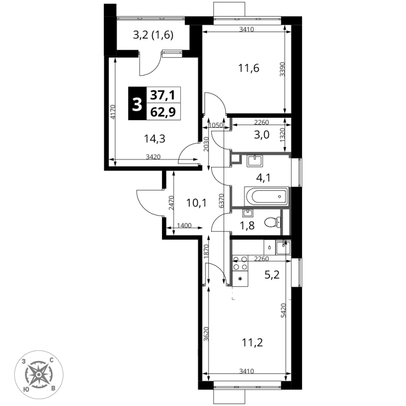 Продажа 2-комн квартиры в новостройке Химки г., Комсомольская ул.,  к. 4