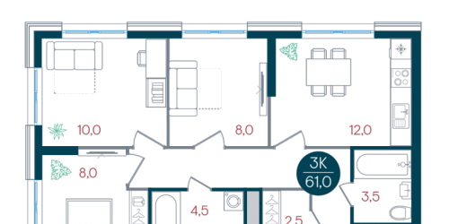 3-комн квартира Москва г., Кавказский б-р,  к. 3