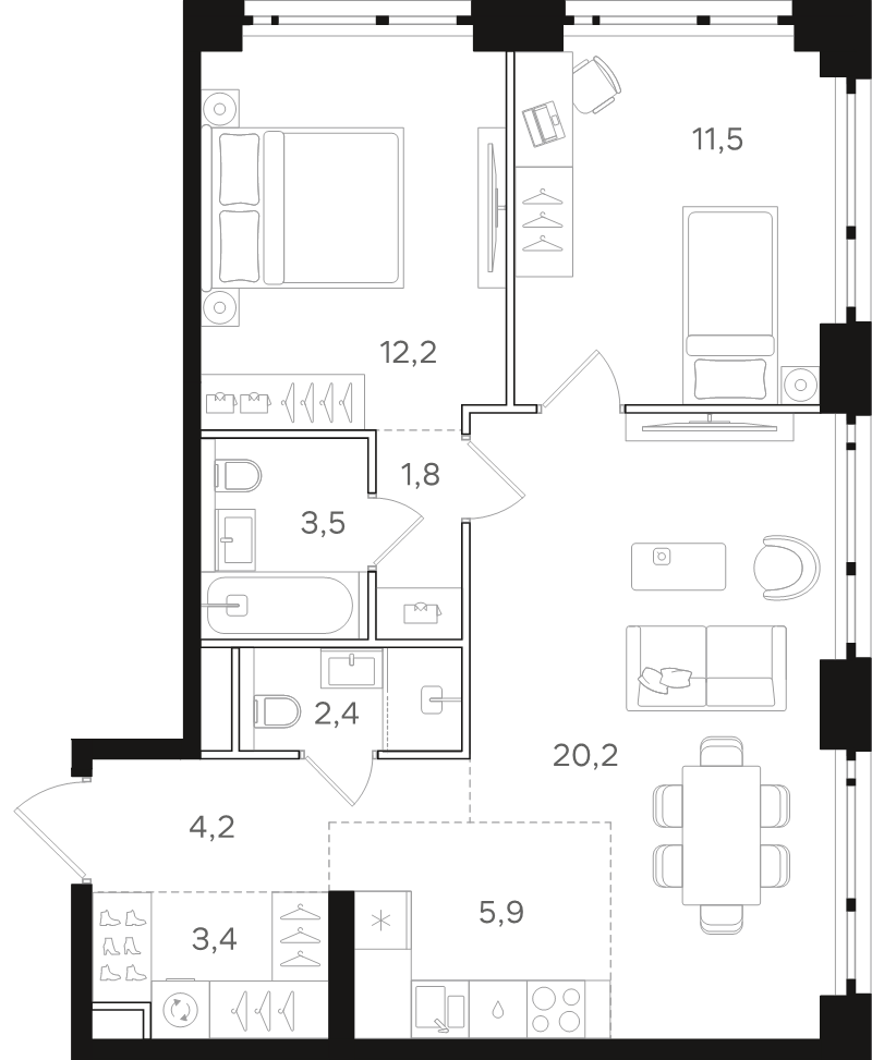 Продажа 2-комн квартиры в новостройке Москва г., Открытое ш.,  к. 5