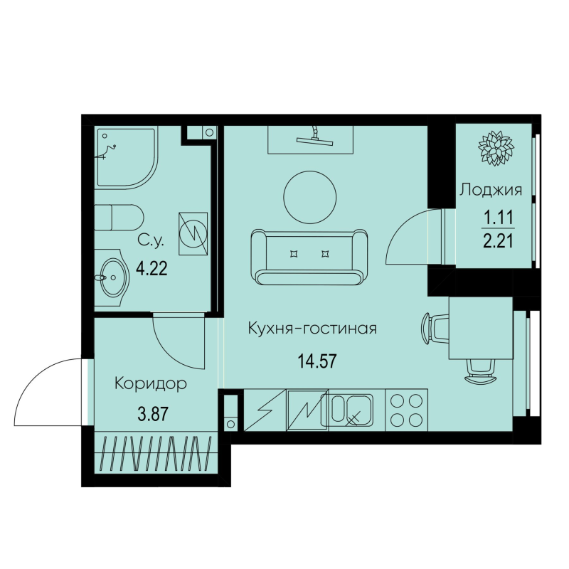 Продажа студии Новосергиевка д., Ленинградская ул.,  к. 1-4