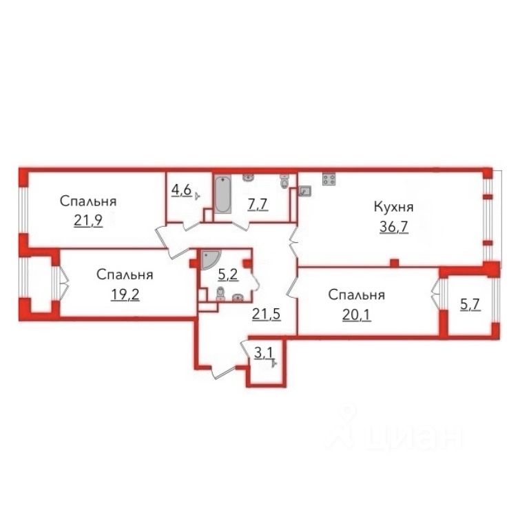 Продажа 3-комн квартиры на вторичном рынке улица Гастелло, 7
