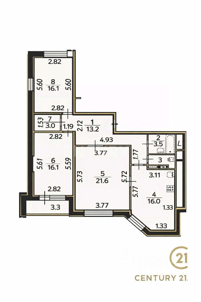 Продажа 3-комн квартиры на вторичном рынке улица Ворошилова, 25к1