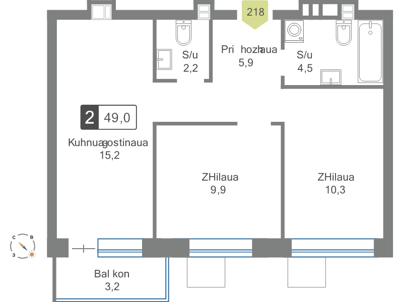 Продажа 2-комн квартиры в новостройке Светлые Горы п., Пятницкое ш.,  к. 5
