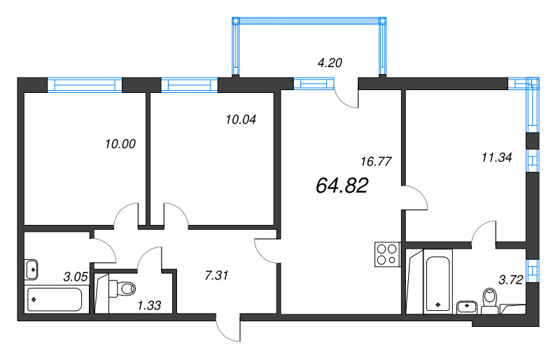Продажа 3-комн квартиры в новостройке Шушары п., Школьная ул.,  к. 7