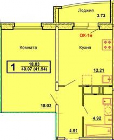 Планировка ЖК Афродита, 18.03 м2