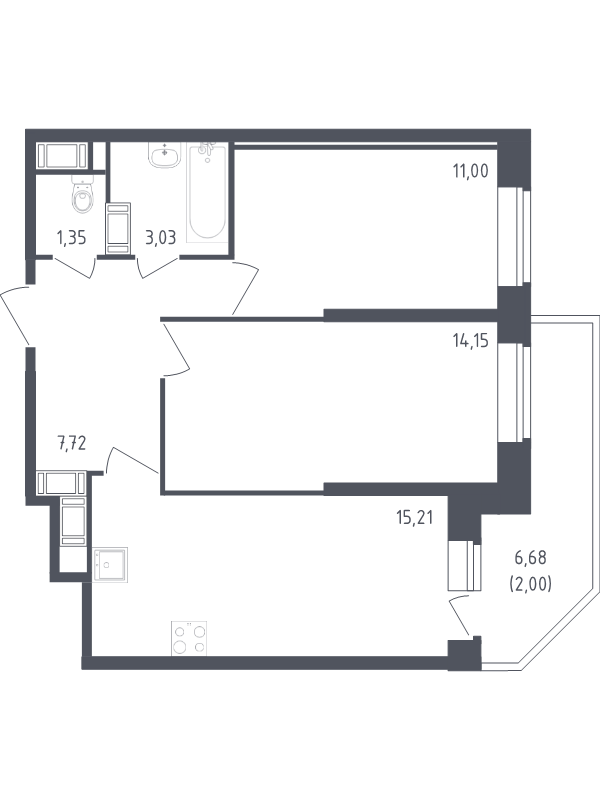 Продажа 2-комн квартиры в новостройке Санкт-Петербург г., Славянская ул.,  к. 39