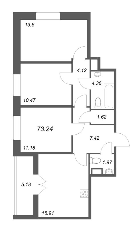 Продажа 3-комн квартиры в новостройке Скотное д., Рождественская ул.,  к. 1