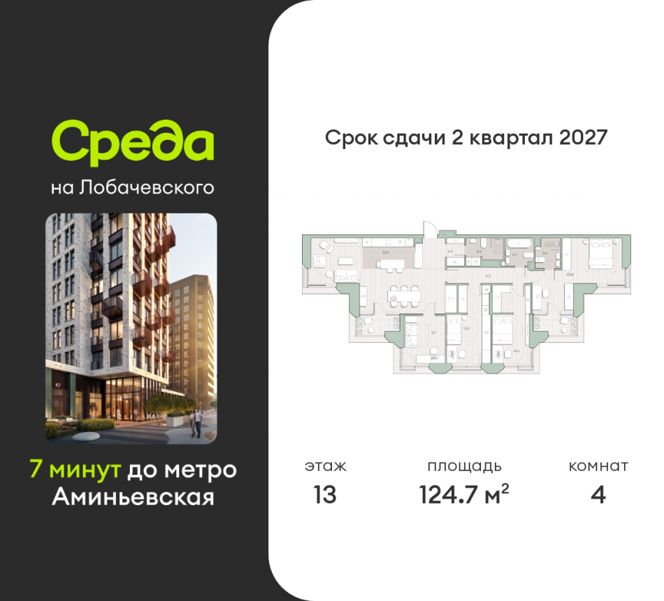 Продажа 4-комн квартиры в новостройке Очаковское шоссе