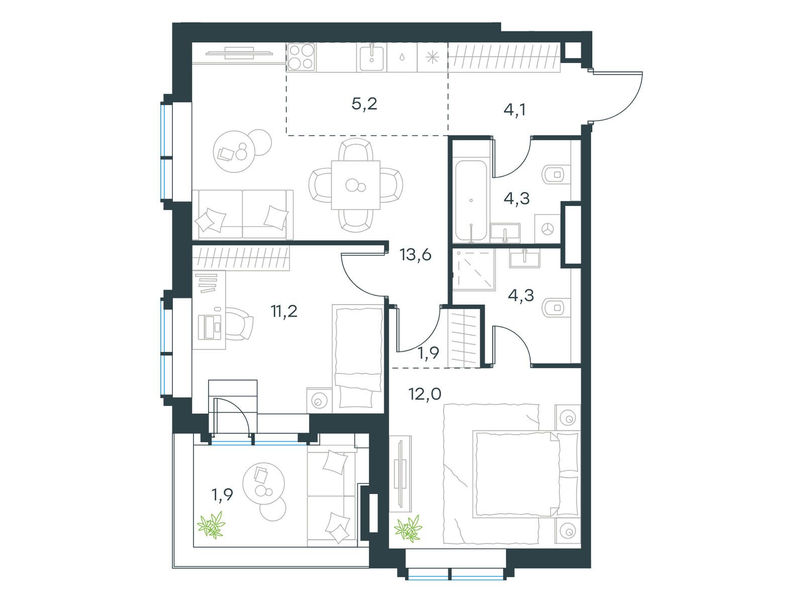 Продажа 3-комн квартиры в новостройке ул. Дубининская, вл. 69, корп. 13