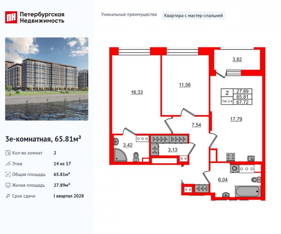 Продажа 2-комн квартиры в новостройке Октябрьская набережная