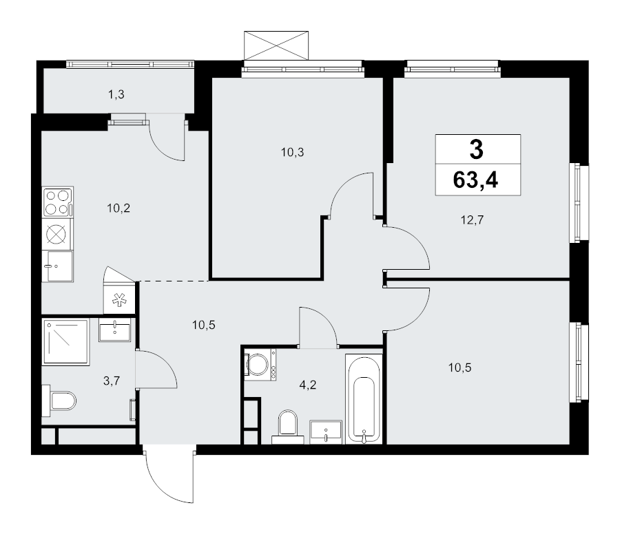 Продажа 3-комн квартиры в новостройке Москва г., Бартеневская ул.,  к. 4.1.2