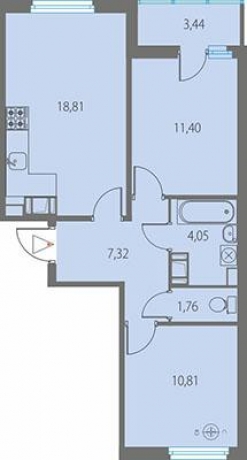 Планировка ЖК Крылья, 22.21 м2