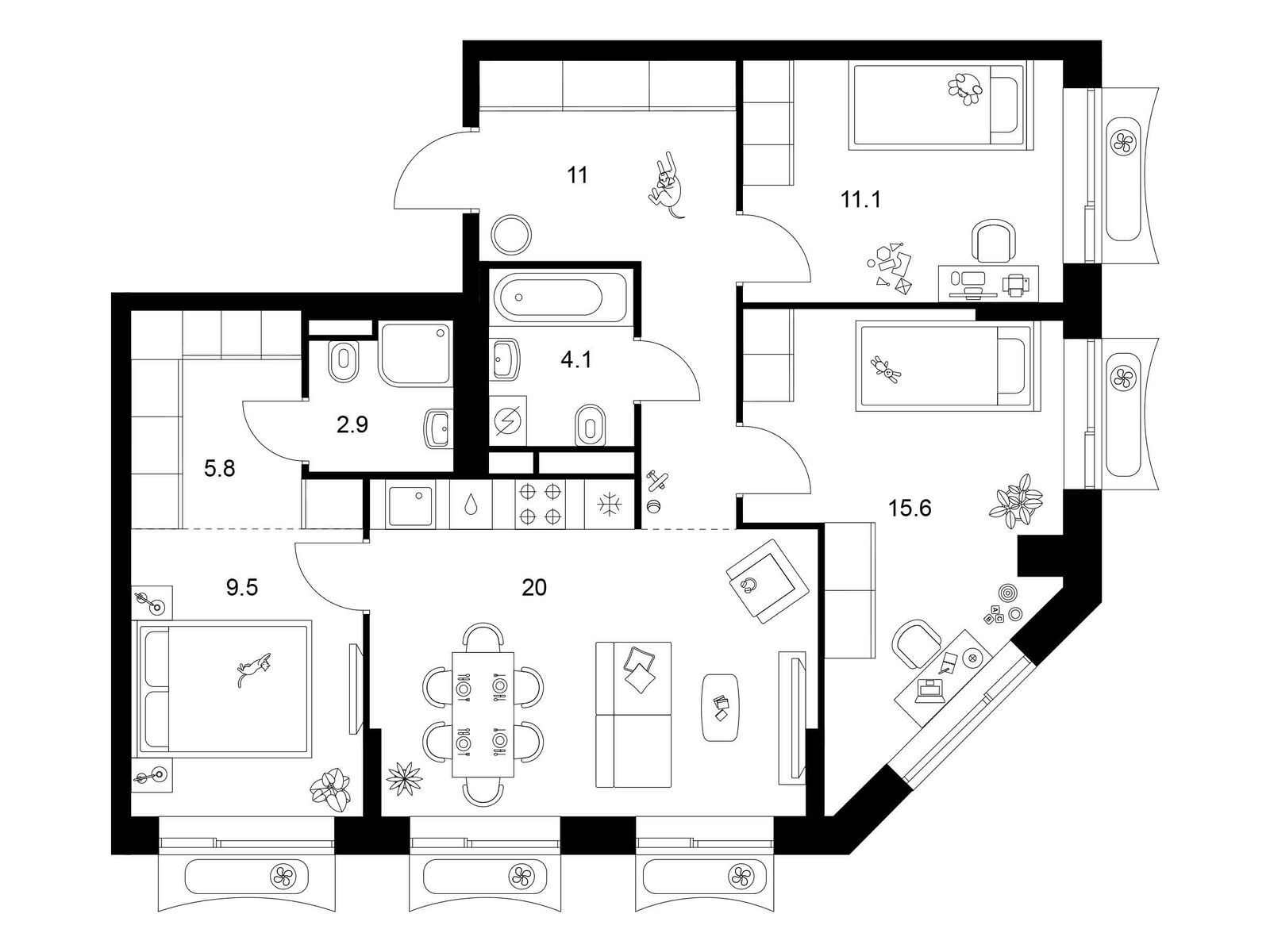 3-комн квартира ш. Алтуфьевское, корп.1.1