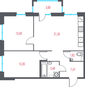 Продажа 2-комн квартиры в новостройке Пушкин г., 1-я линия, территория Лесное,  к. 4.3