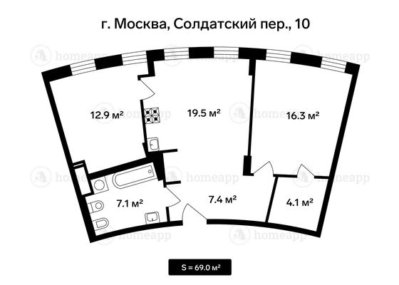 Продажа 3-комн квартиры на вторичном рынке Солдатский пер,  д. 10