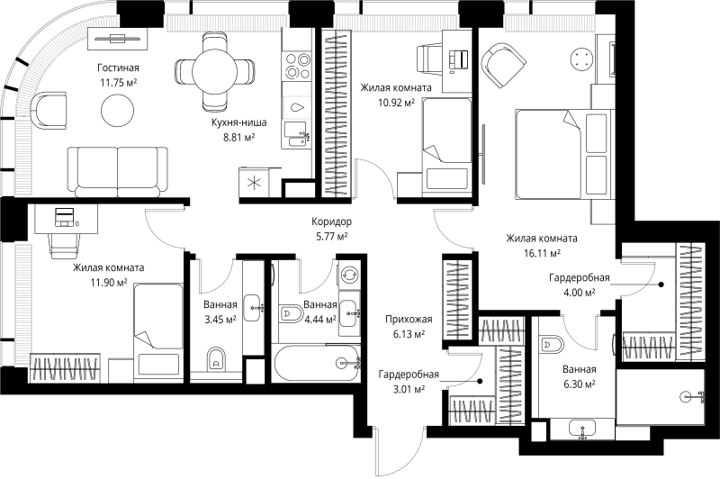Продажа 3-комн квартиры в новостройке Москва г., Верейская ул.,  к. 5
