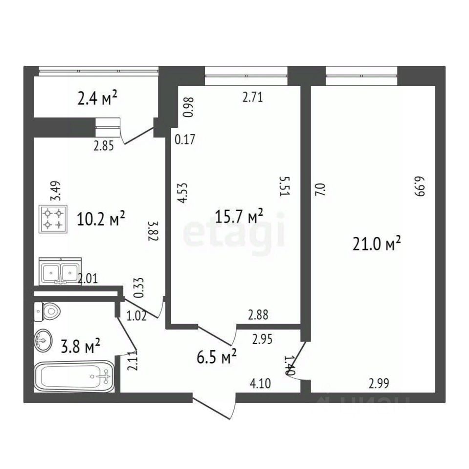 Продажа 2-комн квартиры на вторичном рынке Мурино, улица Екатерининская, 2