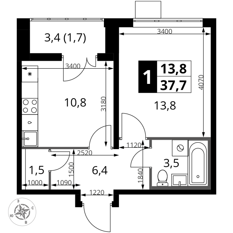Продажа 1-комн квартиры в новостройке Видное г., Старо-Нагорная ул.,  к. 1.3