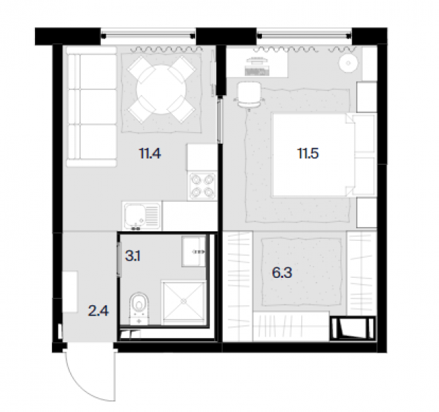 Планировка ЖК Дом MALEVICH, 11.5 м2