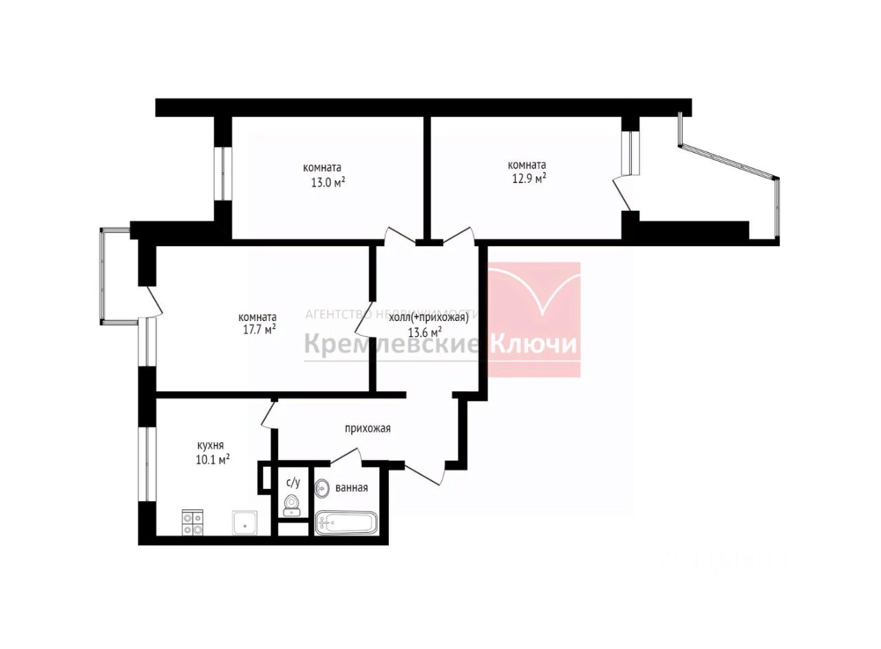 Продажа 3-комн квартиры на вторичном рынке улица Маршала Полубоярова, 4к2