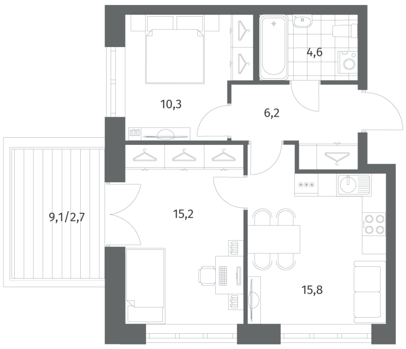 Продажа 2-комн квартиры в новостройке Новоселье п.,  к. 2.4