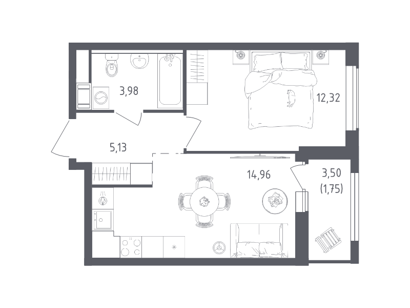 Продажа 1-комн квартиры в новостройке Новосаратовка д., Первых ул.,  к. 2