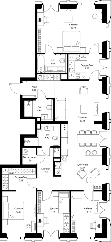 Продажа 4-комн квартиры в новостройке Москва г., Верейская ул.,  к. SET.2.Б