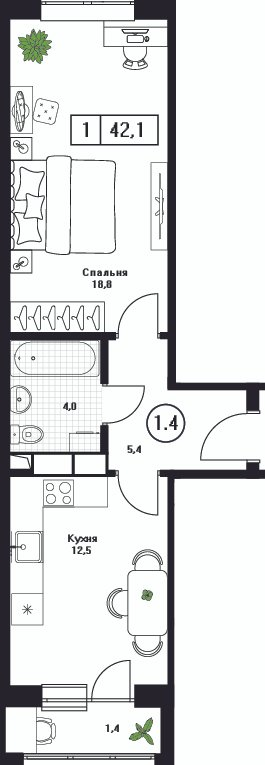 Продажа 1-комн квартиры в новостройке Пушкино г., Нижняя ул.,  к. 2