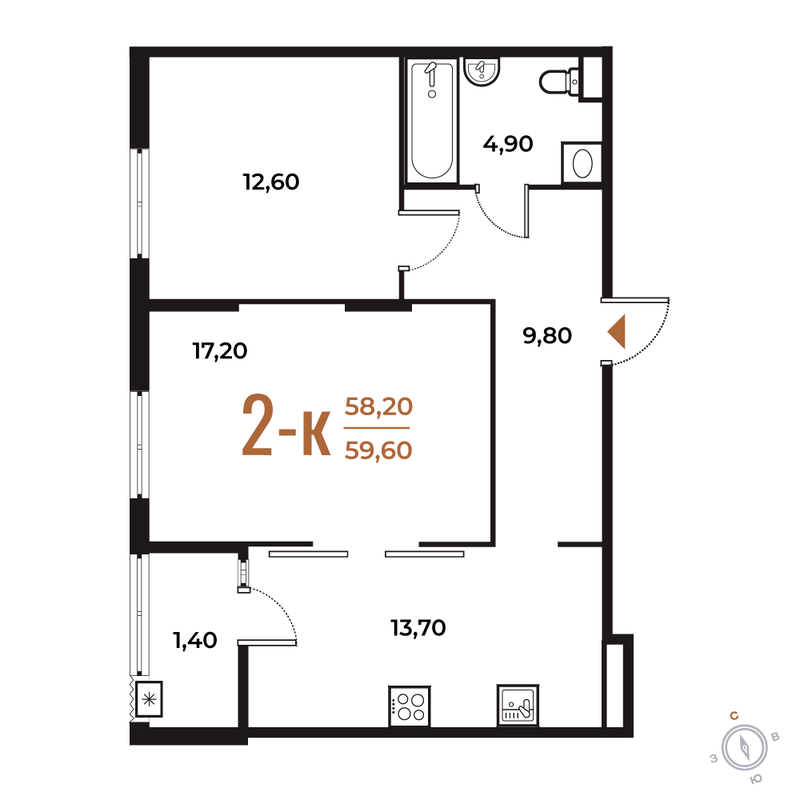 Продажа 2-комн квартиры в новостройке Летово д., Зимёнковская ул.,  к. 2