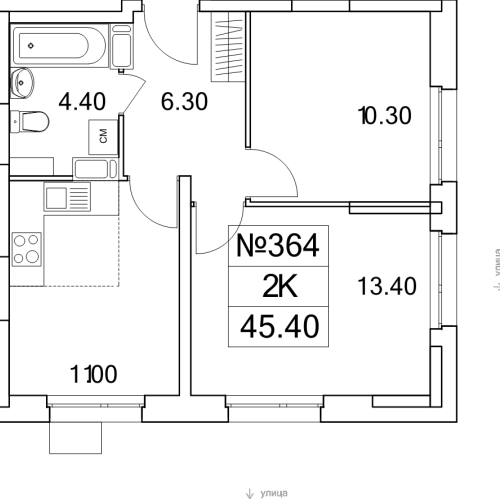 2-комн квартира Люберцы г., Проектируемый проезд № 4037,  к. 21