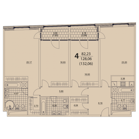 Планировка ЖК PRIZMA, 59.03 м2