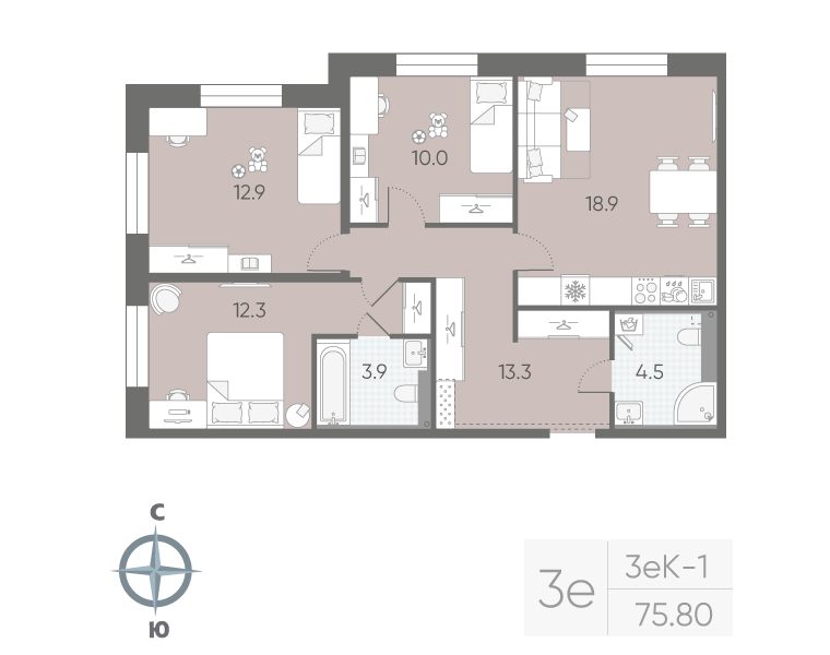Продажа 3-комн квартиры в новостройке Санкт-Петербург г., Партизанская ул.,  к. 7