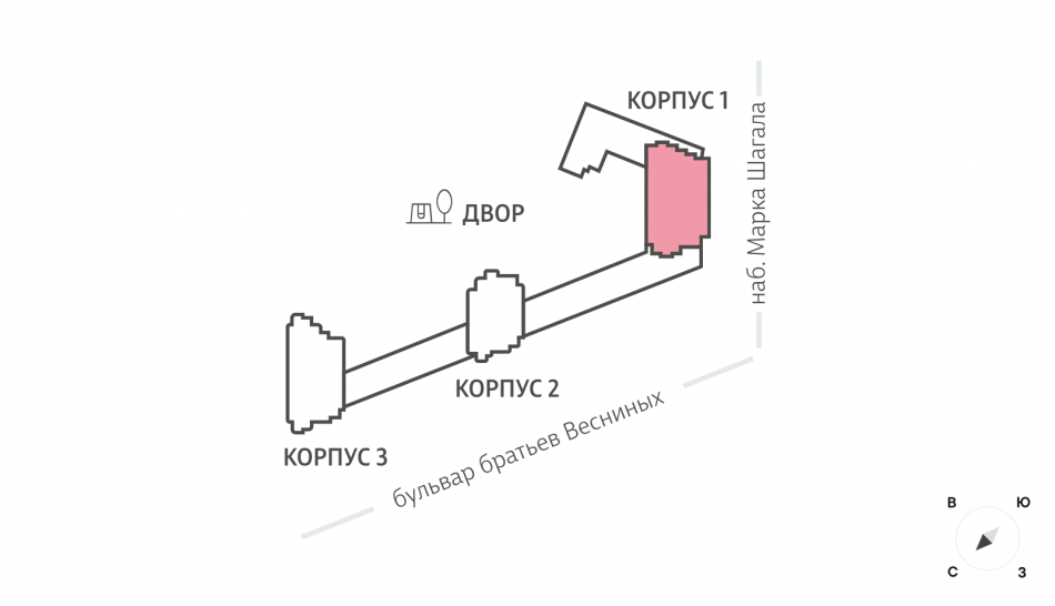 Продажа 1-комн квартиры в новостройке Марка Шагала набережная, д.1к2