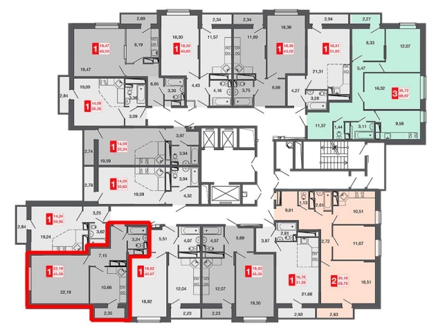 Планировка ЖК Калипсо-3, 22.19 м2
