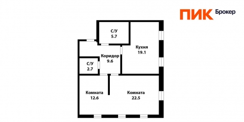 2-комн квартира Искры улица,  д. 1