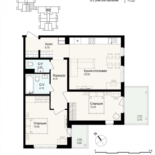 3-комн квартира г.п. Дубровка, ул. Достоевского, 1