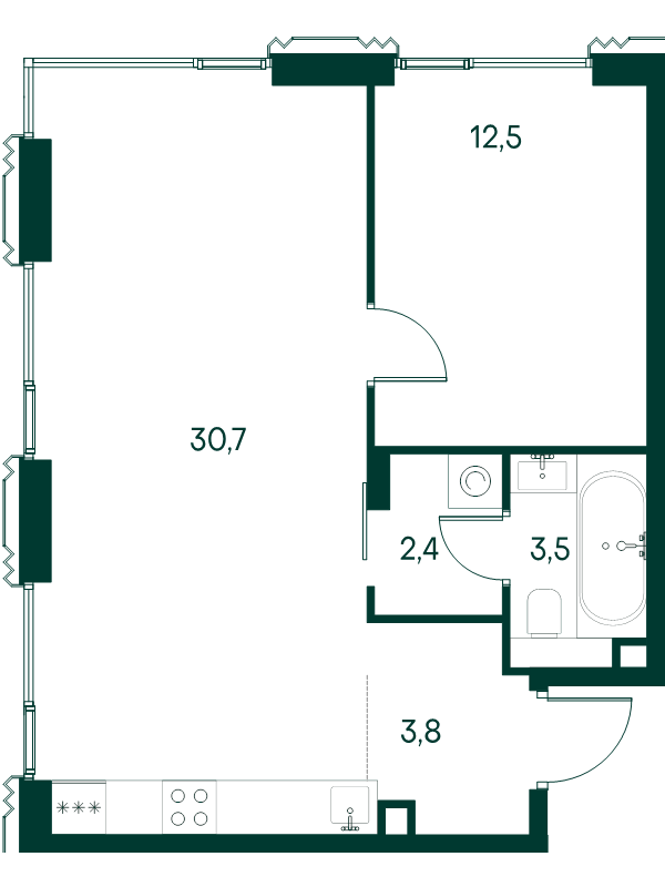 Продажа 1-комн квартиры в новостройке Москва г., Чкаловский б-р,  к. 3.4