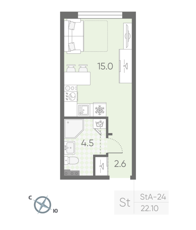 Продажа студии Шушары п., Пулковское ш.,  к. 2