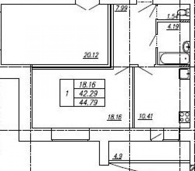 Планировка ЖК Ленина, 11, 18.16 м2