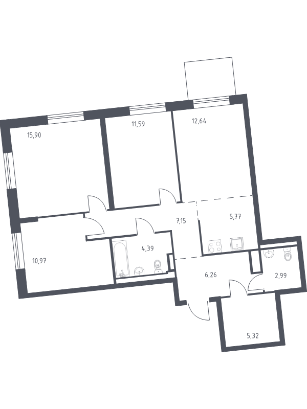 Продажа 3-комн квартиры в новостройке Лаголово д., Гатчинское ш.,  к. 4