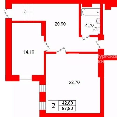 2-комн квартира 2-я Красноармейская улица, 9/3