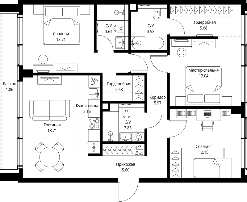 Продажа 3-комн квартиры в новостройке Москва г., Мира пр-кт,  к. 2