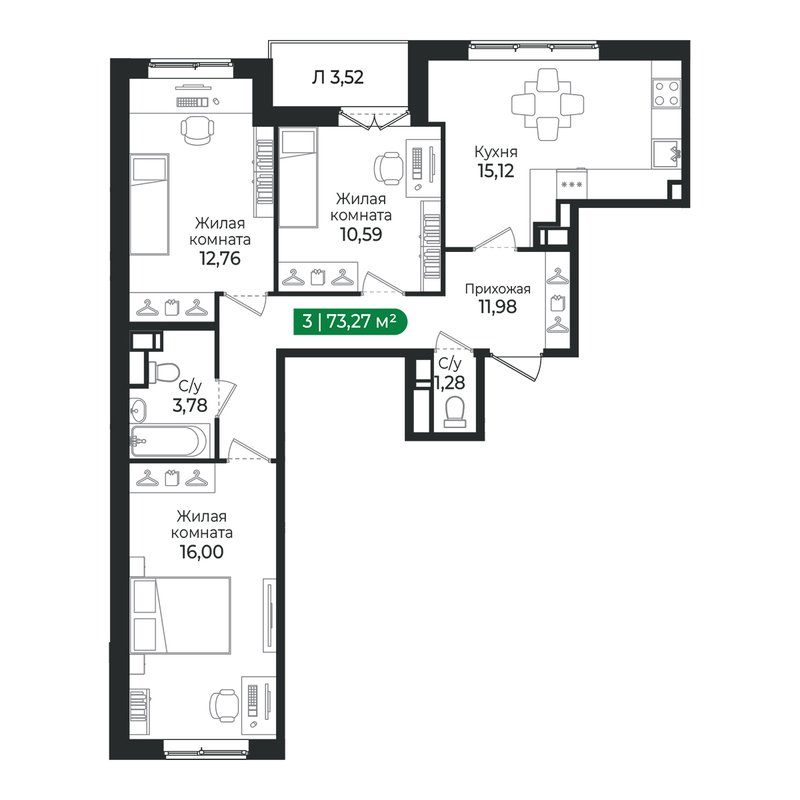 Продажа 3-комн квартиры в новостройке Сертолово г., Дмитрия Кожемякина ул.,  к. 4
