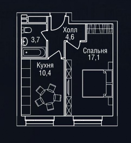 Планировка ЖК Freedom, 17.1 м2