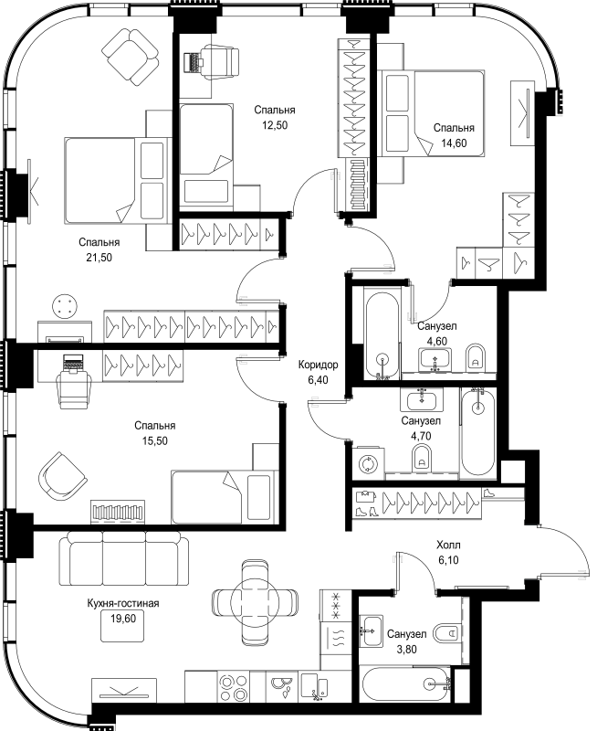 Продажа 4-комн квартиры в новостройке Москва г., Вишнёвая ул.,  к. 1