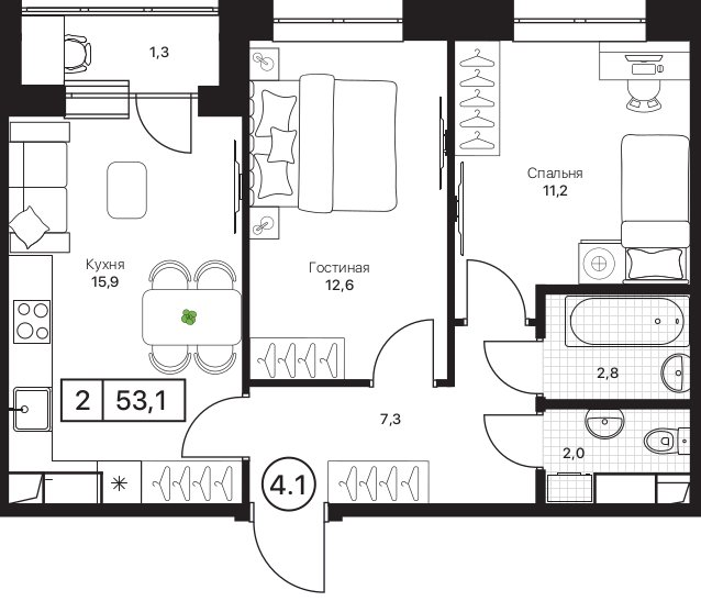 Продажа 2-комн квартиры в новостройке Пушкино г., Нижняя ул.,  к. 2